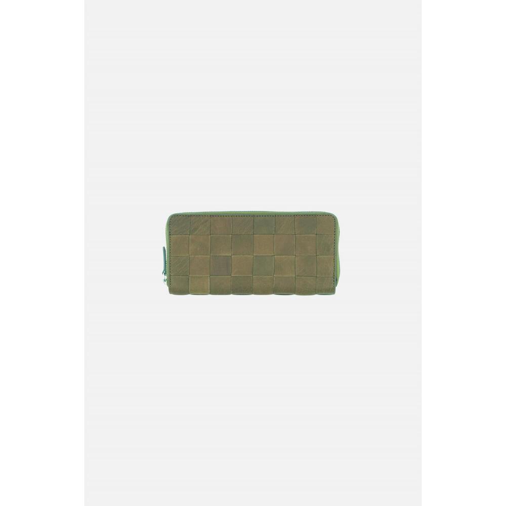 NEW DRAGON DIFFUSION women's check zip around wallet in green
